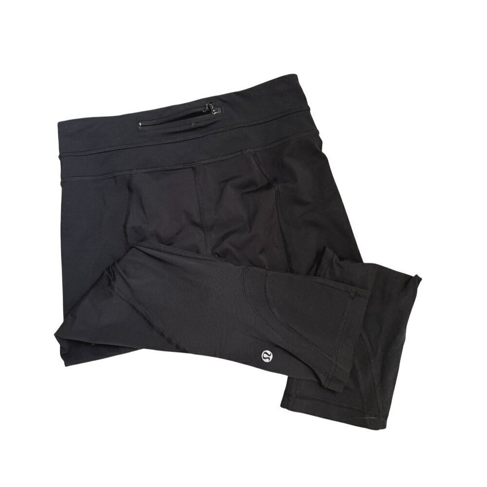 Lululemon Black High-Rise Womens Leggings With Zippered Pocket Size 4
